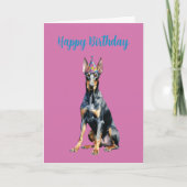 Carte d'anniversaire de Doberman mignonne (Devant)
