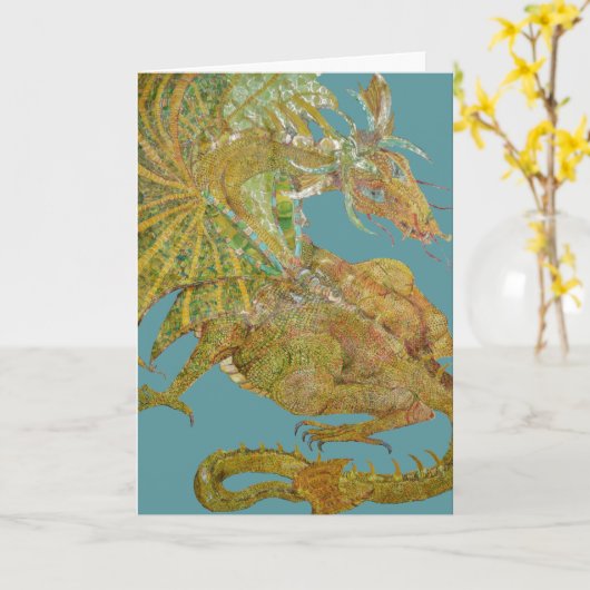 Carte d'anniversaire de dragon (Fleur jaune)