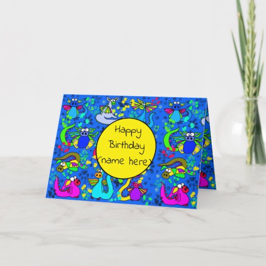 Carte d'anniversaire de dragon personnalisée Garço (Devant)