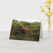 Carte d'anniversaire de faisan (Fleur jaune)