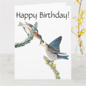 Carte d'anniversaire de faune d'oiseau d'oiseau (Fleur jaune)