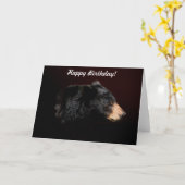 Carte d'anniversaire de faune d'ours noir (Fleur jaune)
