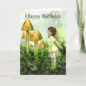Carte d'anniversaire de fée et de champignons (Devant)