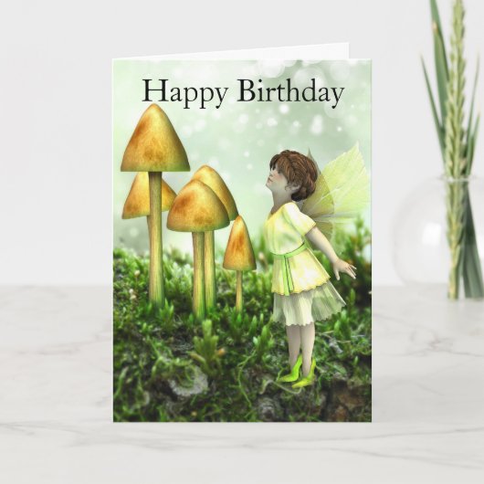 Carte d'anniversaire de fée et de champignons (Devant)
