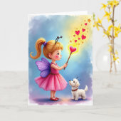 Carte d'anniversaire de fée fantaisiste (Fleur jaune)