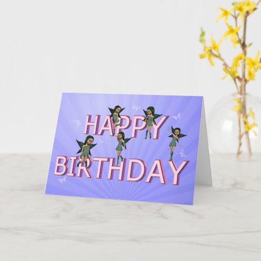 Carte d'anniversaire de fées de fleur (Fleur jaune)