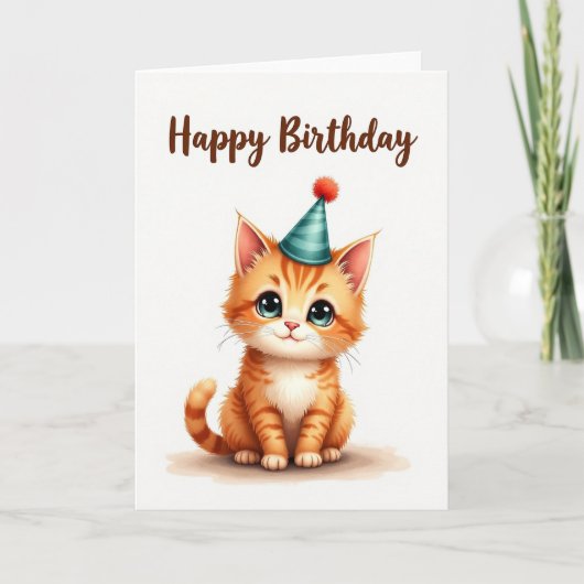 Carte d'anniversaire de félin souriant (Devant)