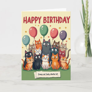 Carte d'anniversaire de félins de dessin animé