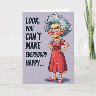 Carte d'anniversaire de femme grincheuse