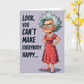 Carte d'anniversaire de femme grincheuse (Fleur jaune)