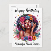 Carte d'anniversaire de femme noire (Devant / Derrière)