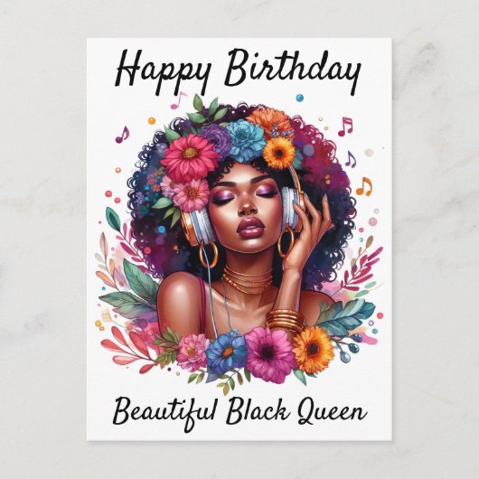 Carte d'anniversaire de femme noire (Devant)