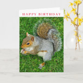 Carte d'anniversaire de fermeture d'écureuil (Fleur jaune)