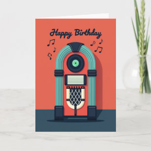 Carte d'anniversaire de fête de musique rétro