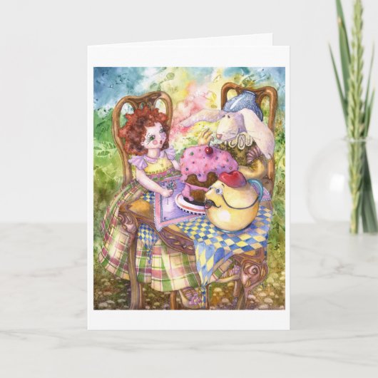 carte d'anniversaire de fête du thé (Devant)