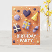 Carte d'anniversaire de fête fantaisiste (Fleur jaune)