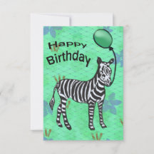Carte d'anniversaire de fête Zebra