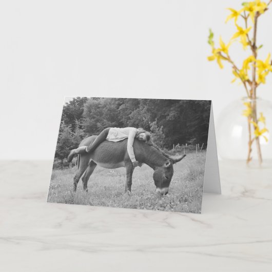 Carte d'anniversaire de fille à cheval (Fleur jaune)