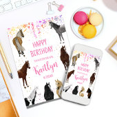 Carte d'anniversaire de fille aux chevaux avec nom