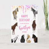 Carte d'anniversaire de fille aux chevaux avec nom (Devant)