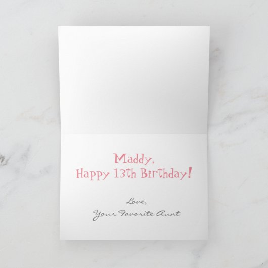Carte d'anniversaire de fille de client (Intérieur)