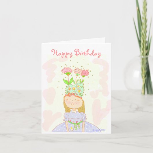 Carte d'anniversaire de fille de fleurs (Devant)