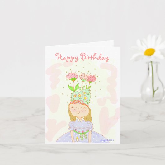 Carte d'anniversaire de fille de fleurs (Petite plante)