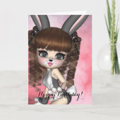 Carte d'anniversaire de fille de lapin (Devant)