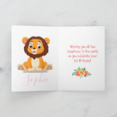 carte d'anniversaire de fille de lion mignon (Intérieur)