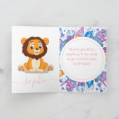 carte d'anniversaire de fille de lion mignon (Intérieur)