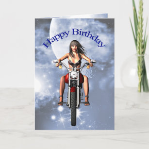 Cartes De Vœux Fille Moto Zazzle Be