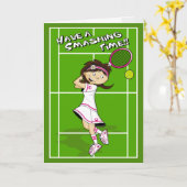 Carte d'anniversaire de fille de tennis (Fleur jaune)