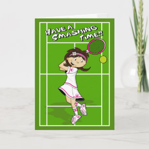 Carte d'anniversaire de fille de tennis