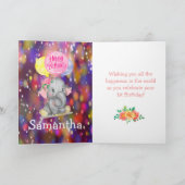 carte d'anniversaire de fille d'éléphant mignonne (Intérieur)
