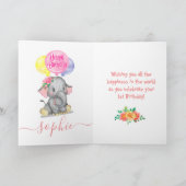carte d'anniversaire de fille d'éléphant mignonne (Intérieur)