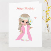 Carte d'anniversaire de fille fée mignonne (Fleur jaune)