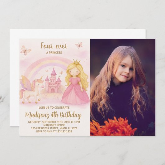 Carte d'anniversaire de fille moderne modifiable a (Devant / Derrière)