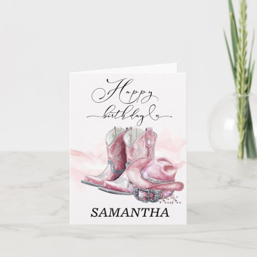 Carte d'anniversaire de fille rose personnalisée (Devant)