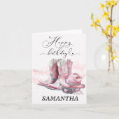 Carte d'anniversaire de fille rose personnalisée (Fleur jaune)