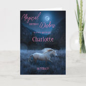 Carte d'anniversaire de fille Unicorne blanche ave (Devant)