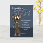 Carte d'anniversaire de fils - avec la souris (Fleur jaune)