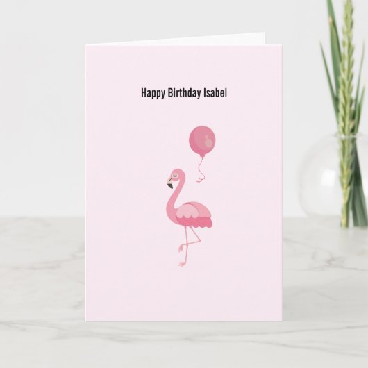 Carte d'anniversaire de Flamant rose rose mignonne (Devant)