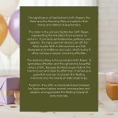 Carte d'anniversaire de fleur de naissance de sept