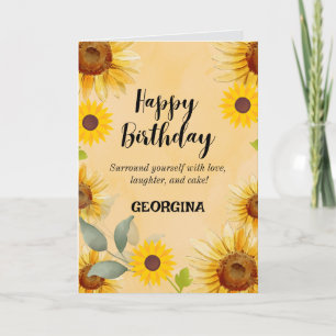 Carte d'anniversaire de fleurs de tournesol