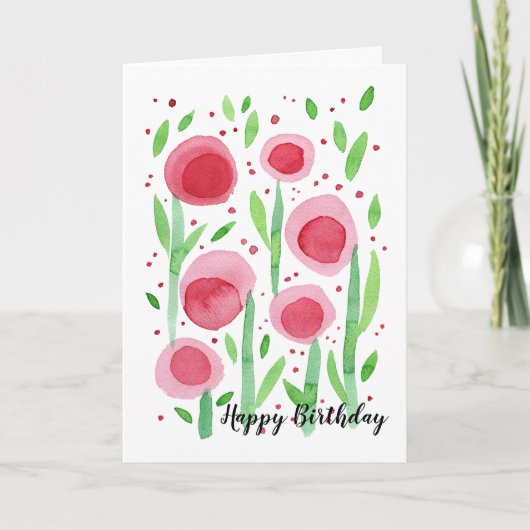 Carte d'anniversaire de Fleurs rouges rondes (Devant)