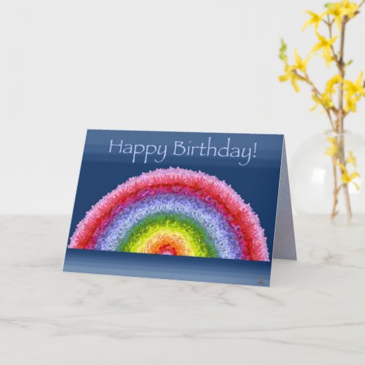 Carte d'anniversaire de floraison d'arc-en-ciel (Fleur jaune)