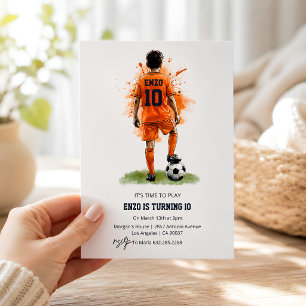 Carte d'anniversaire de football vue arrière garço