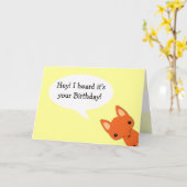 Carte d'anniversaire de Fox simple (Fleur jaune)