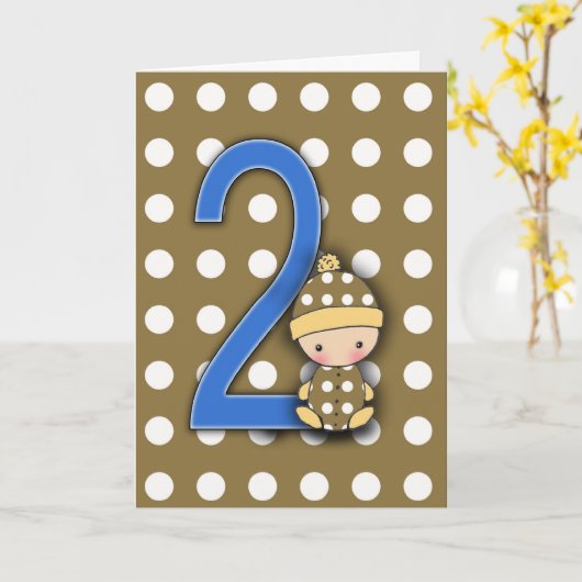 Carte d'anniversaire de garçon âgé de 2 ans (Fleur jaune)