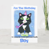 Carte d'anniversaire de garçon Amoureux des chats (Dos)